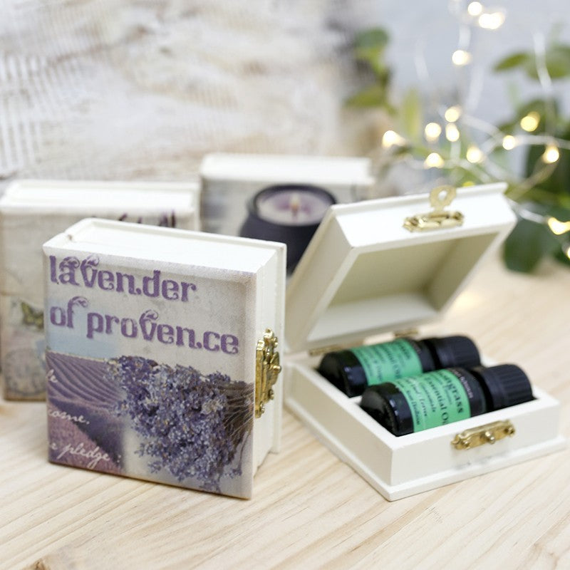 Caja de aromaterapia con dos aceites esenciales: Árbol del té y lavanda