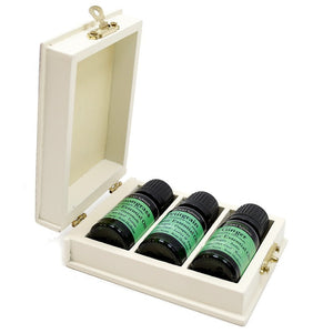 Caja de aromaterapia diseñada para guardar hasta 3 botes de 10 ml.