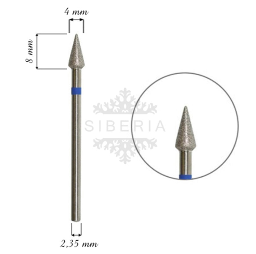 Fresa / Broca de diamante, forma cono 4mm, grano medio.