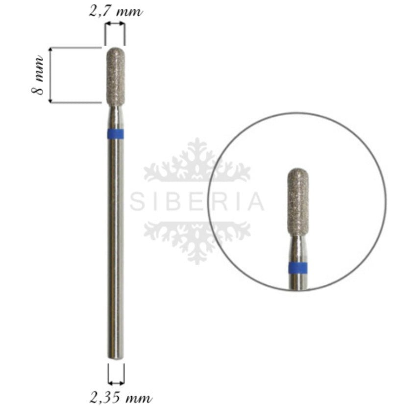 Fresa / Broca de diamante, forma de bala 2,7mm, grano medio