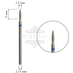 Fresa / Broca de diamante, forma llama 1,8mm, grano medio